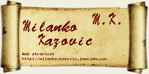 Milanko Kažović vizit kartica